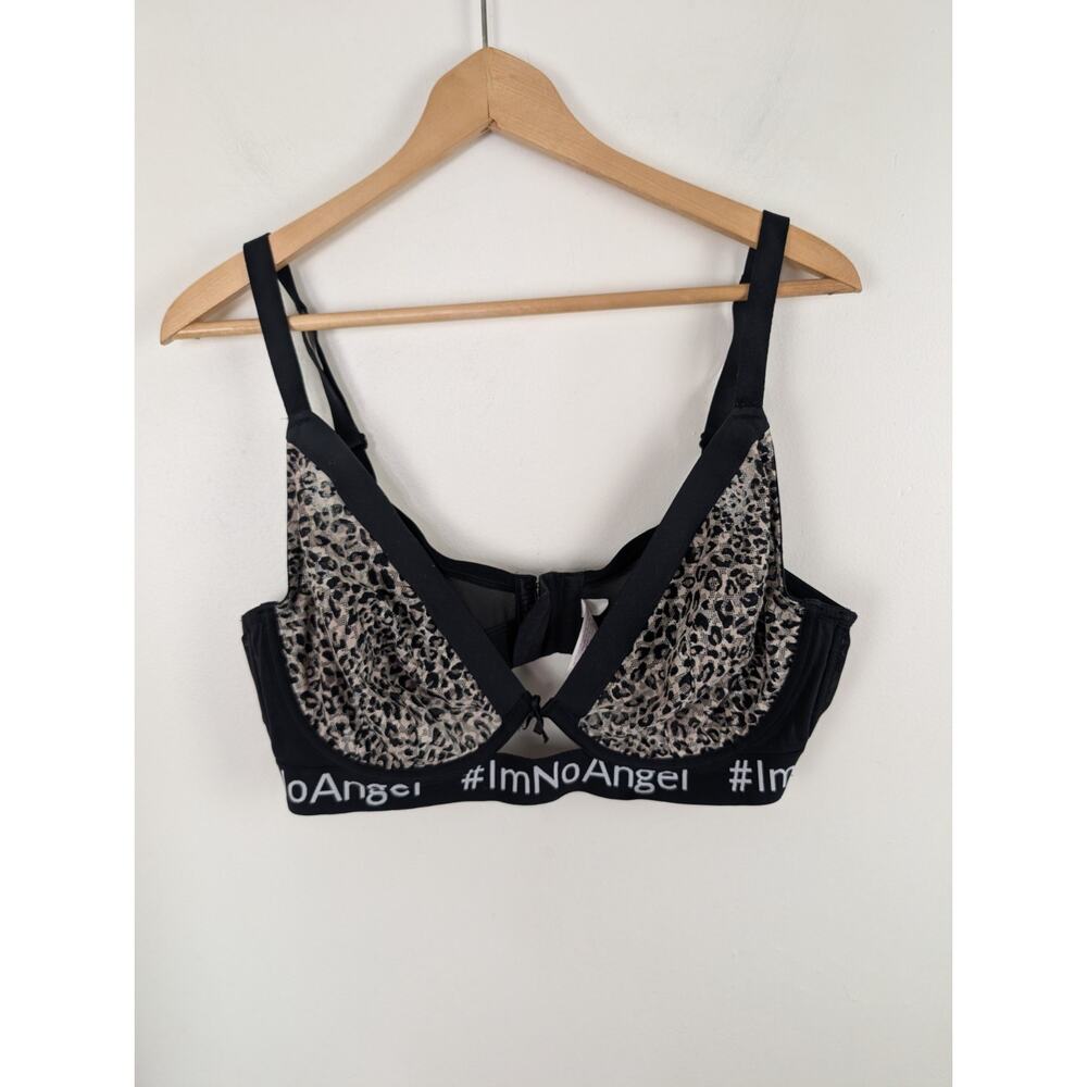 Cacique 42D I'm No Angel Leopard Print Bra Boost Plunge Unlined Underwire 42 D
